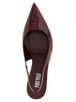 Bordeaux Calfskin Mid Heel Pumps