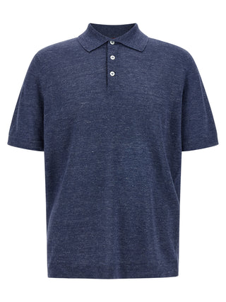 Blue Linen Polo Shirt