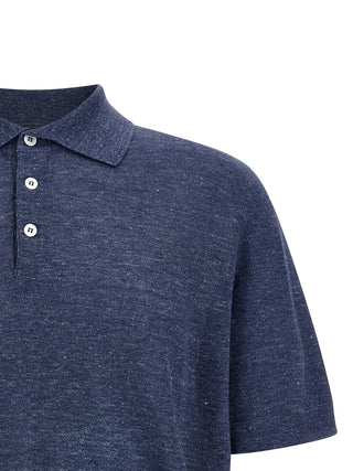 Blue Linen Polo Shirt