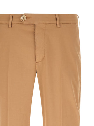 Beige Cotton Casual Pants