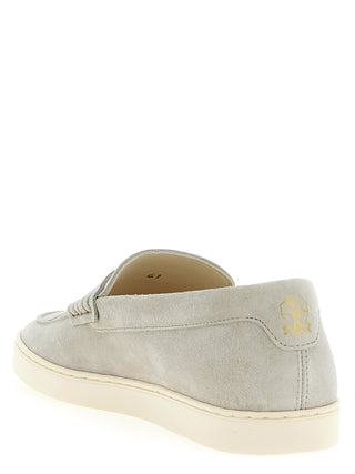 Gray Calfskin Slip-On Loafers
