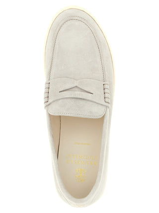 Gray Calfskin Slip-On Loafers