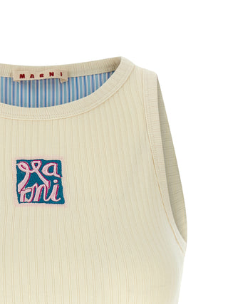 Beige Cotton Tank Tops