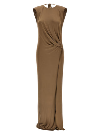 Beige Viscose Long Dress