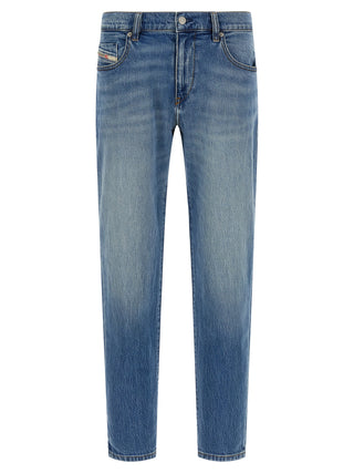 Blue Cotton Straight-Leg Jeans