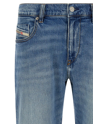 Jeans de pierna recta de algodón azul