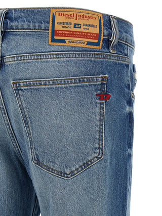 Jeans de pierna recta de algodón azul