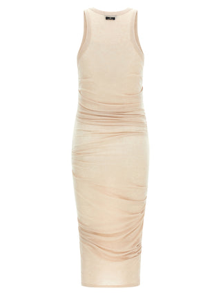 Beige Lycra Midi Dress