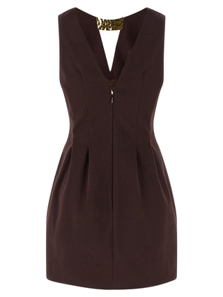 Brown Cotton Short Dress