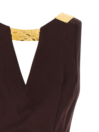 Brown Cotton Short Dress