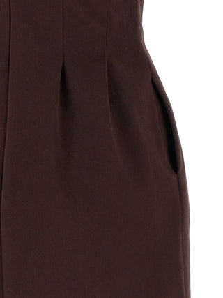 Brown Cotton Short Dress