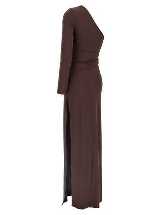Brown Viscose Long Dress