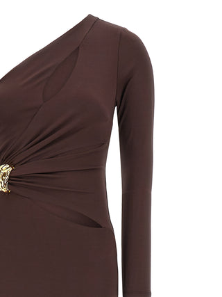 Brown Viscose Long Dress