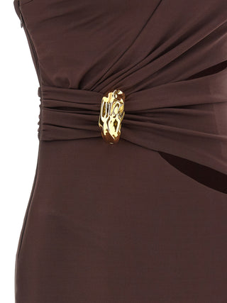 Brown Viscose Long Dress