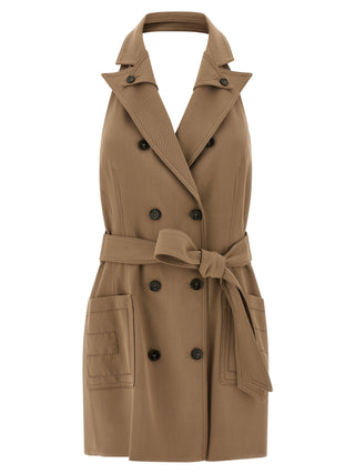 Vestido corto beige de viscosa
