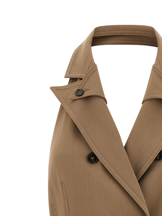 Beige Viscose Short Dress
