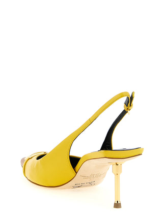 Zapatos de tacón medio bicolor de cuero