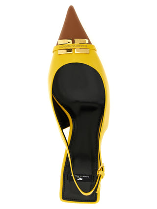 Zapatos de tacón medio bicolor de cuero
