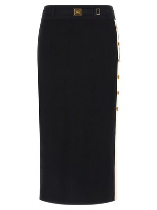 Black Viscose Midi Skirt