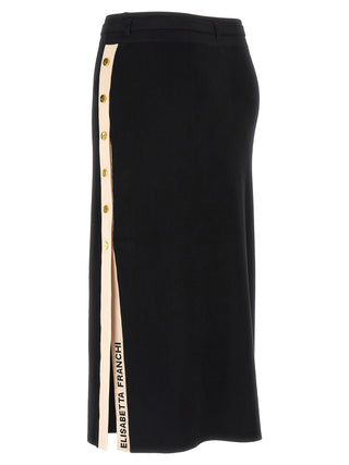 Black Viscose Midi Skirt