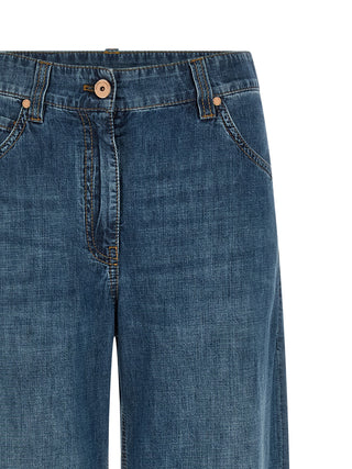 Jeans de algodón azul de corte relajado  
