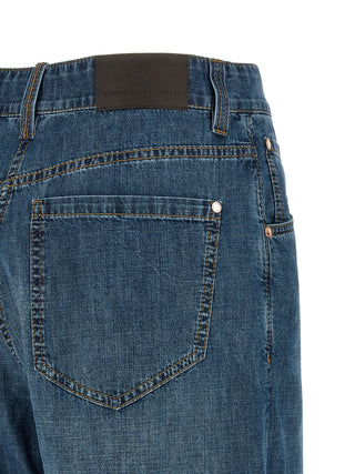 Jeans de algodón azul de corte relajado  
