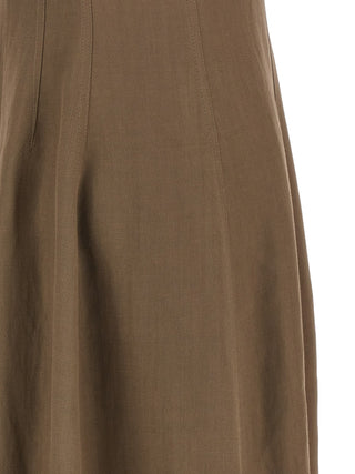 Brown Viscose Midi Dress