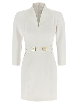 White Polyester Short Dress