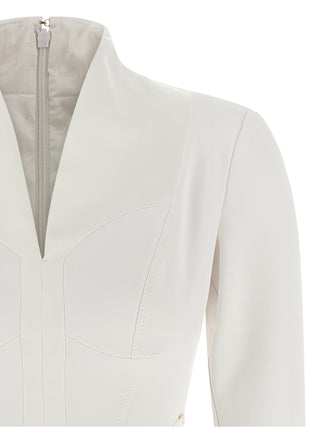 White Polyester Short Dress
