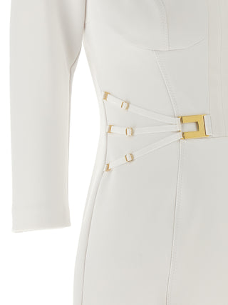 White Polyester Short Dress