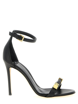 Sandalias de tacón stiletto de cuero negro