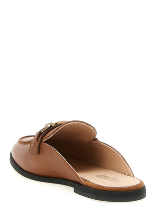 Zapatos planos marrones de piel de becerro