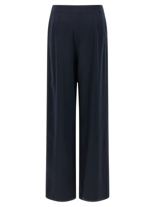 Blue Silk Casual Pants