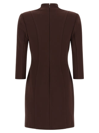 Brown Polyester Short Dress