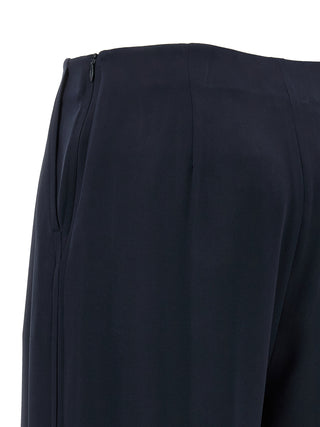 Blue Silk Casual Pants