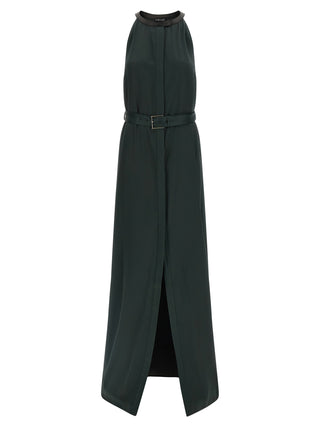 Bicolor Acetate Long Dress