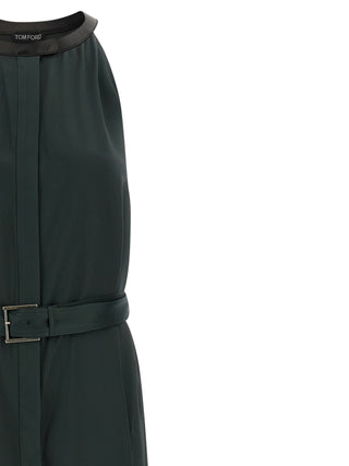 Bicolor Acetate Long Dress