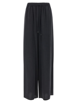 Blue Silk Casual Pants