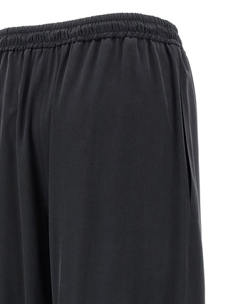 Blue Silk Casual Pants