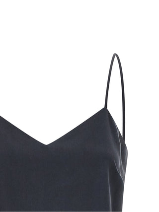 Gray Silk Sleeveles T-Shirt