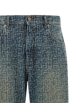 Blue Cotton Straight-Leg Jeans