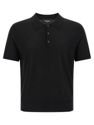 Black Wool Polo Shirt