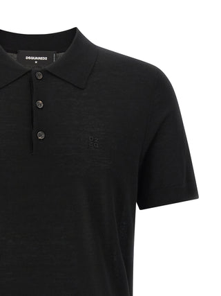 Black Wool Polo Shirt