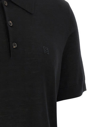Black Wool Polo Shirt