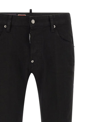 Black Cotton Straight-Leg Jeans
