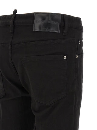 Black Cotton Straight-Leg Jeans