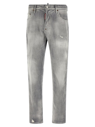 Gray Cotton Straight-Leg Jeans