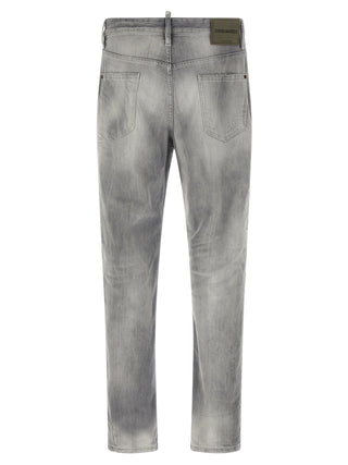 Gray Cotton Straight-Leg Jeans