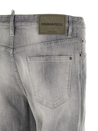 Gray Cotton Straight-Leg Jeans
