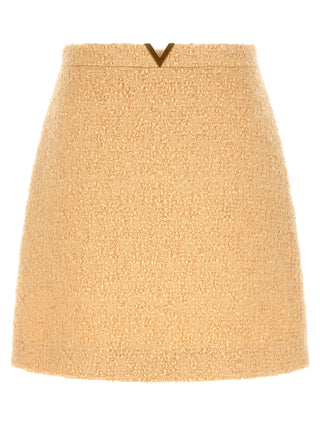 Beige Virgin Wool Long Skirt